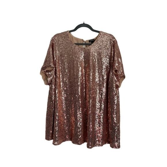 Torrid Rose Gold Sparkling Sequin Shimmering Party Blouse Size 3 NWT - Picture 1 of 7